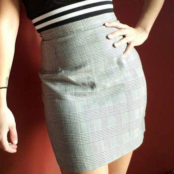 BRAND NEW DAILY HABIT PLAID ZIP CLOSURE ABOVE ANKLE PENCIL SKIRT - Picture 1 of 14